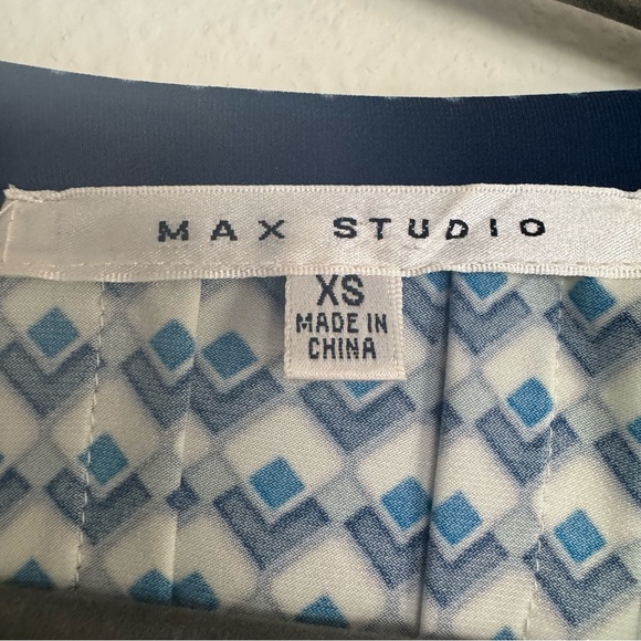 Max Studio Dress Sleeveless Blue Geo Print Stretch Size XS fits S - Picture 2 of 11